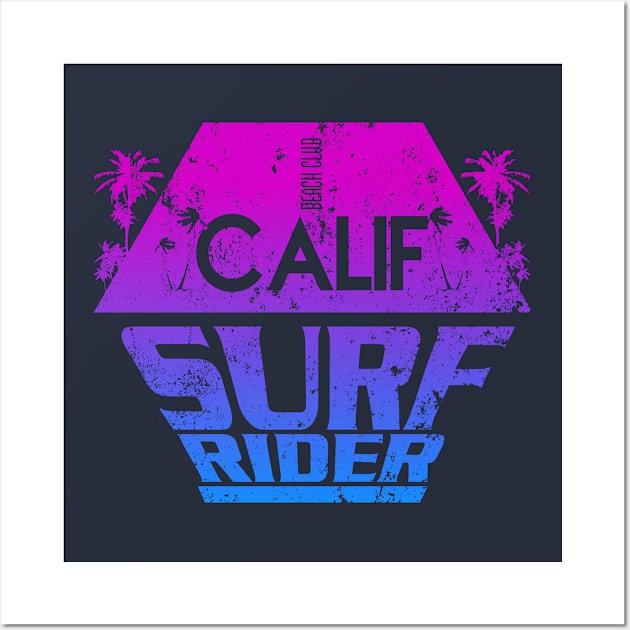 Calif Surf Rider Typography palm tree Wall Art by SSSD